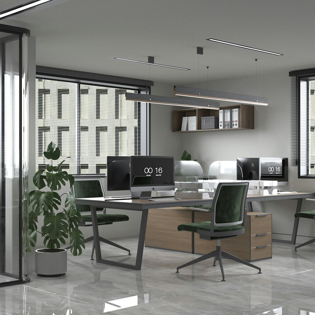 modern office environment with computers